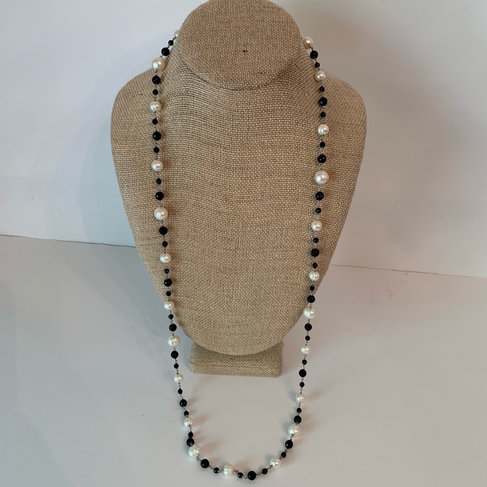 Beautiful Black and White Beaded Necklace